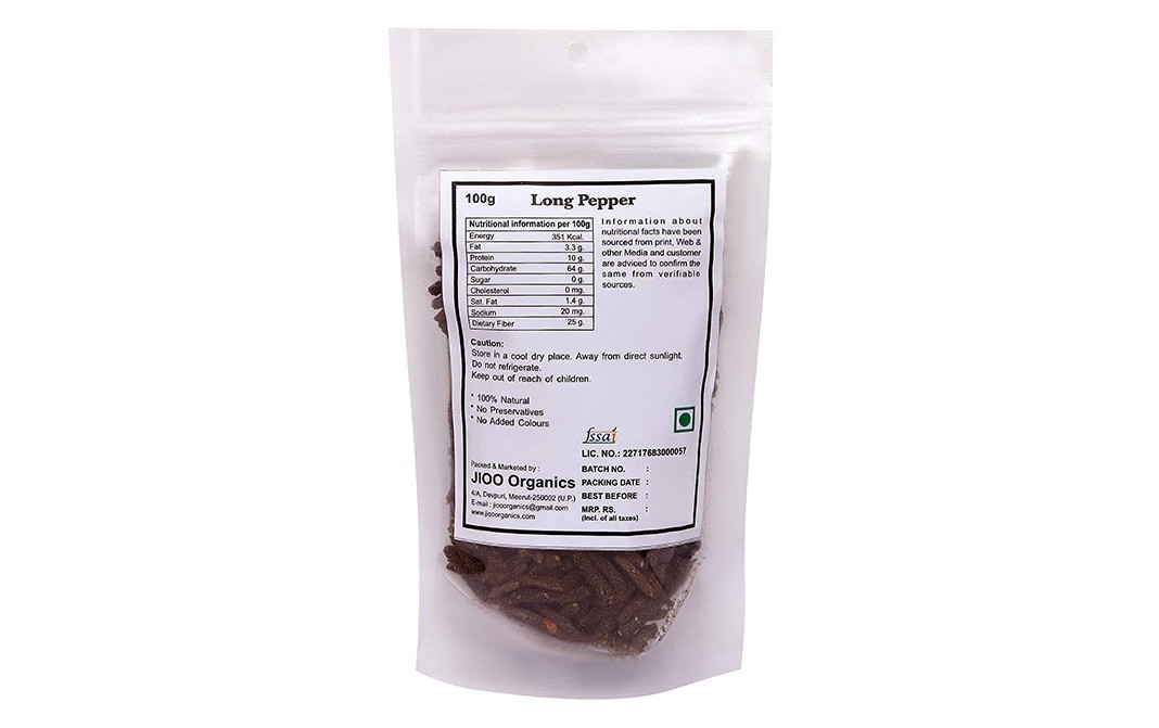 Jioo Organics Long Pepper (Pippali)    Pack  100 grams